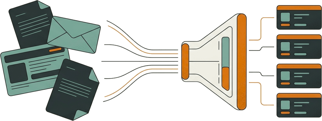 Illustratie ongestructureerde documenten naar gestructureerde data