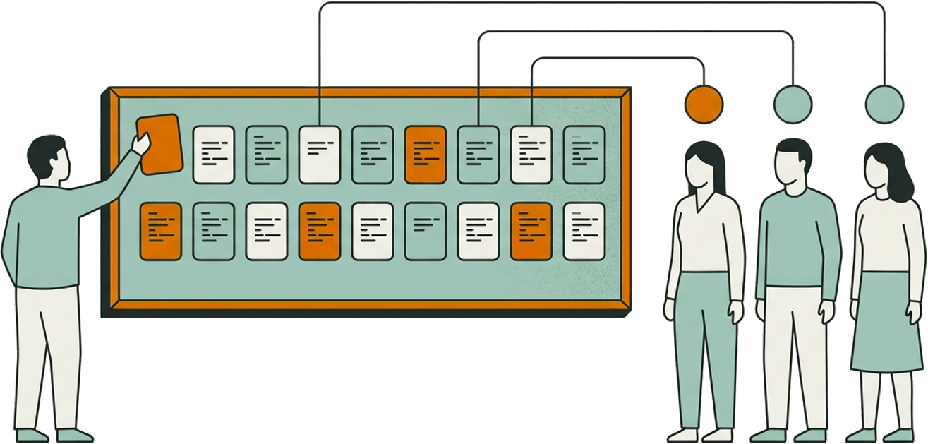 Illustratie opdrachtenbord met leergemeenschap